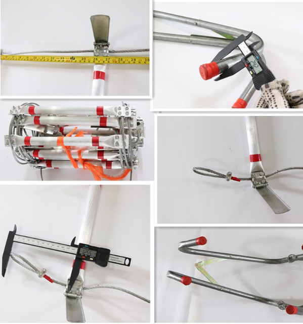 Échelle d'évacuation d'incendie de 66 pieds, 20M, avec câble métallique pliant en acier, en alliage d'aluminium, outils antidérapants de sécurité et de survie d'urgence