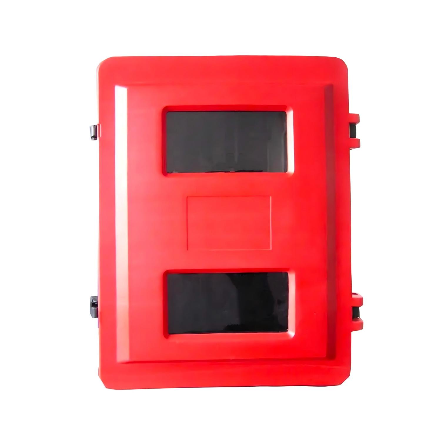 Coffret d'extincteur en plastique rouge pour extincteur double, taille 715x540x270mm